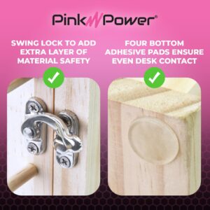 Pink Power 84 Spools Thread Holder Stand - 360° Full Rotating Wooden Thread Holder - Thread Rack - Embroidery Thread Organizer - Thread Storage box for Sewing, Quilting, Jewelry, and Hair-Braiding