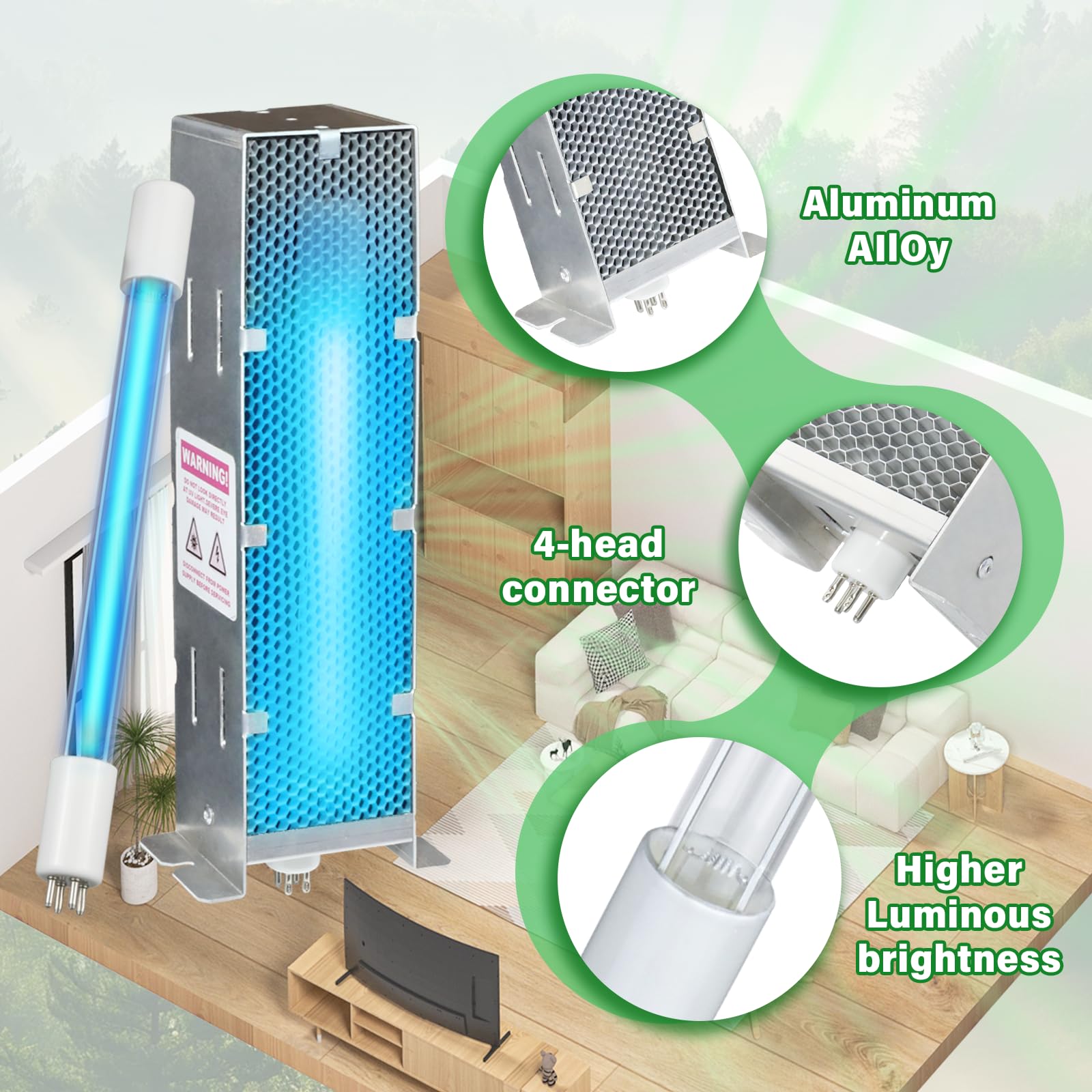 Leafinnerin Air Scrubber Advanced Photocatalytic Oxidation (PCO) 9 Inch Replacement Cell and Üν Bulb, Ozone Free Suitable for ActivTek InDuct 2000, A1013A, A1013C, A1013P,A1013Q,A1013T, 1 Pack