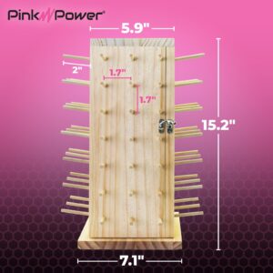 Pink Power 84 Spools Thread Holder Stand - 360° Full Rotating Wooden Thread Holder - Thread Rack - Embroidery Thread Organizer - Thread Storage box for Sewing, Quilting, Jewelry, and Hair-Braiding