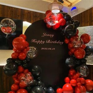 MEBAY Black Gold Red Balloons Garland Arch Kit, 141Pcs Latex Balloons Different Sizes 18 12 10 5 Inch for Party Decorations, Wedding Backdrop, Birthday, Baby Shower, Graduation