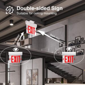 FREELICHT 2 Pack Red LED Double-Sided Exit Sign with Battery Backup，Exit Sign for Business，Easy To Install，UL Certified，AC 120/277V