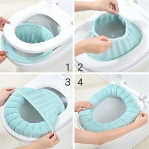 Fyrwqm Bathroom Toilet Seat with Handle Closestool Washable Soft Winter Warmer Mat Pad Cushion O-Shape Toilet seat Bidet Covers (Size : Green)