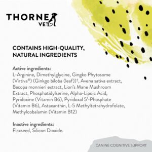 ThorneVet Canine Cognitive Support Powder for Dogs - Great Tasting Health Supplement with B Vitamins and Antioxidants to Support The Brain Health of Your Senior Dog - 90 Scoops