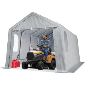 aconee carport, 10x20 ft heavy duty outdoor storage shed with roll-up zipper door, waterproof storage tent shelter outdoor garage, portable car canopy with all-season tarp for motorcycle garden tools