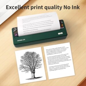 Rongta Portable Printer Wireless for Travel, 300DPI Thermal Inkless Bluetooth Mobile Printer, Support 8.5" X 11" US Letter, Compatible with Android iOS Phone & Laptops (DarkGreen)