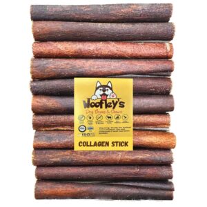 woofley's 6 inch collagen bully sticks for dogs - 16 count - collagen chews for dogs - bully stick rawhide alternative dog chews no hide bones for medium & large dogs