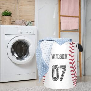 AuduE Personalized Baseball Laundry Hampers Custom Laundry Basket Customized Dirty Clothes Hamper with Name/Number Nursery Hamper for Boys Kids Baby Clothes Hamper