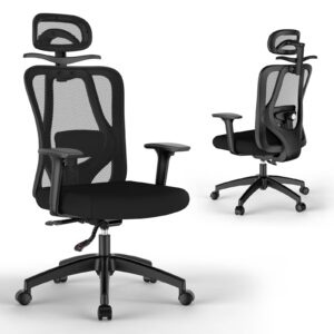 munnar ergonomic office chair, home office desk chairs, comfy mesh office chair, computer desk chair gaming chair with adjustable lumbar support, headrest and armrest, sgs certified gas cylinder