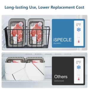 iSPECLE Upright Freezer Organizer Bins - 6 Pack Small Stand Up Freezer Baskets for 13 cu.ft Freezer, Get Food Easily, Freeze Efficiently with Air Circulation Stop Food Fall out from Freezer, Black