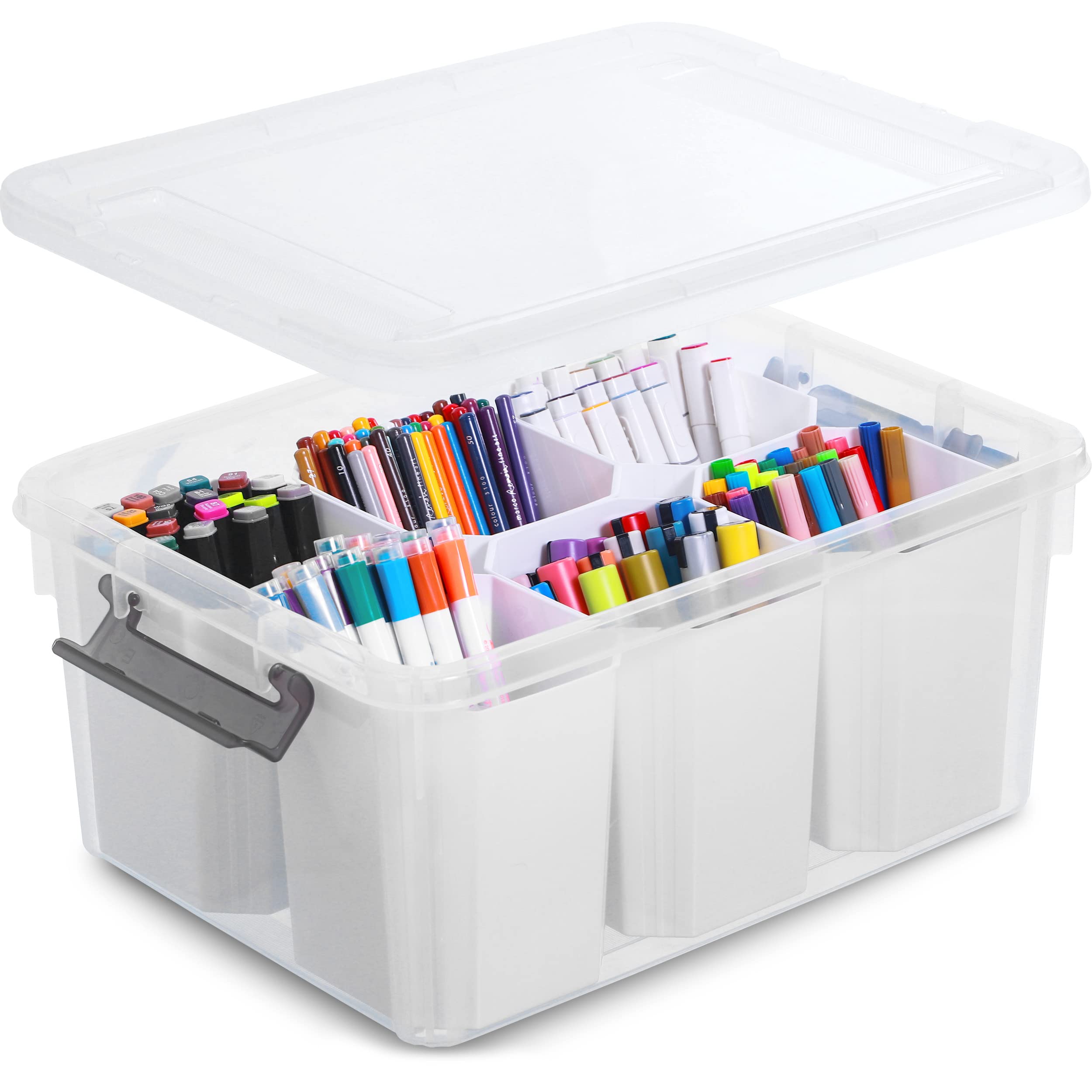 Citylife 17 QT Plastic Storage Bins Clear Storage Box with Lids Multipurpose Stackable Storage Containers for Organizing Tool, Craft, Lego, Crayon