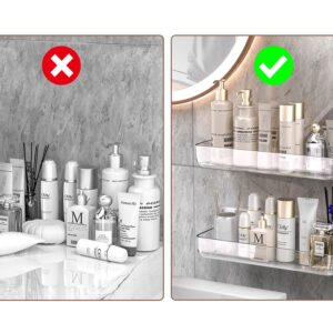 COLINCH Acrylic Adhesive Wall Mounted Shower Caddy, Large Capacity Bathroom Shelf with Drain Holes, No Need Drilling for Bathroom, Shower room, Kitchen, Laundry.