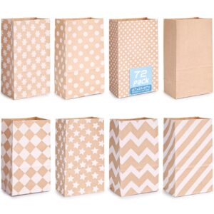 honeygifts 72pcs paper lunch bags, 4.7" x 3.1" x 8.7" small paper bags bulk, brown lunch bags for kids, treat bags goodie bags for birthday party wedding