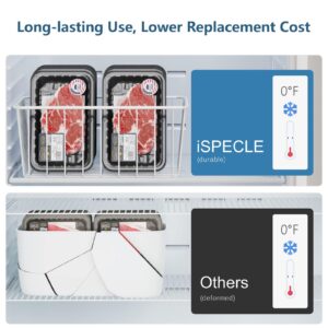 iSPECLE Freezer Organizer Bins - 4 Pack Small Upright Freezer Baskets for 13 cu.ft Stand up Freezer, Easily Get Food and Stop Food Fall out from Freezer, Freeze Efficiently with Air Circulation, White