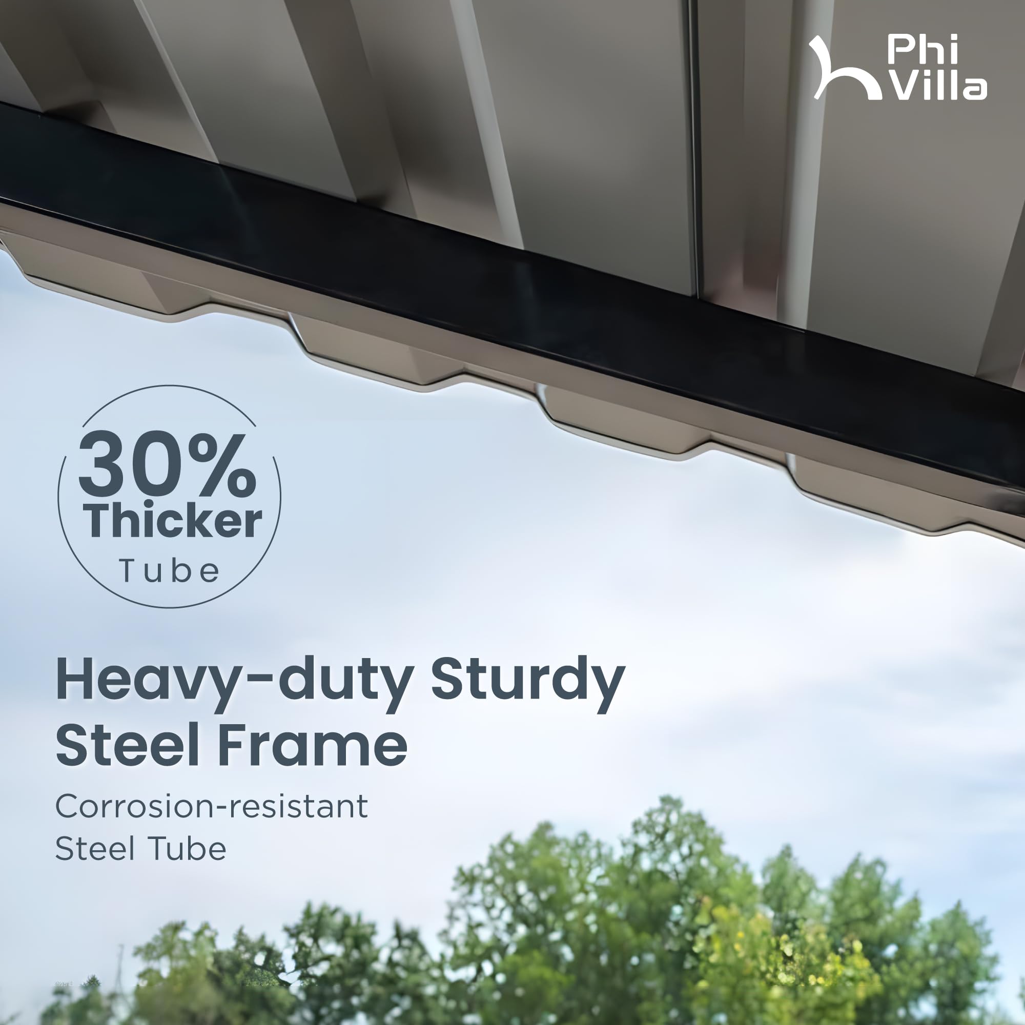 PHI VILLA Outdoor Carport Canopy 12' x 25', Metal Carport Tent Heavy Duty, Garage Car Shelter Shade with Metal Roof, Frame and Bolts for Car, Truck and Boat