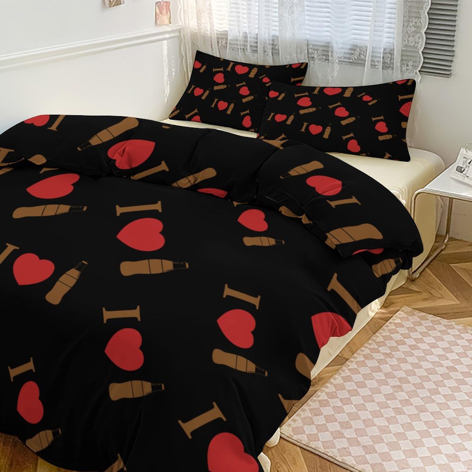 I Love Coke Soft Duvet Cover Set 3 Piece (1 Duvet Cover + 2 Pillow Case) Comforter Cover Bedding Set 90"x90"