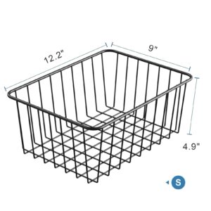 iSPECLE Upright Freezer Organizer Bins - 6 Pack Small Stand Up Freezer Baskets for 13 cu.ft Freezer, Get Food Easily, Freeze Efficiently with Air Circulation Stop Food Fall out from Freezer, Black