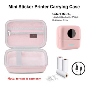 Elonbo Carrying Case Compatible with BRONA/Vicbear/HuiJuKeJi/Notebuddy/lazycozy Mini Sticker Printer, Bluetooth Smart Receipt Photo Printer Travel Bag, Inkless Thermal Printer Holder, Pink