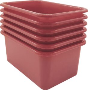 teacher created resources deep rose small plastic storage bin 6-pack (tcr2088753)