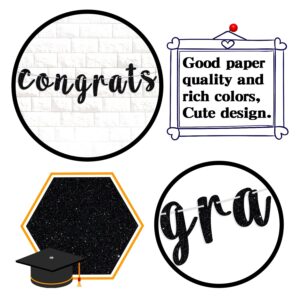 Congrats Firefighter Banner, Class of 2024/Congrats Grad, Fire Department Graduation Party Decoration Supplies for Fireman, Black Glitter