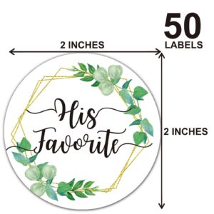 80 PCS His Favorite & Her Favorite Stickers Wedding Favor Stickers for Wedding Gift Box Candy Bag for Bridal Wedding Shower Round Circle Party Favor Stickers, 2 Inch Round Stickers.