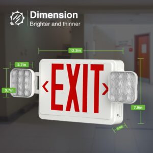 FREELICHT 2 Pack LED Exit Sign with Emergency Lights,Adjustable LED Emergency Exit Lights with Battery Backup,Exit Sign for Business,Easy To Install,UL Certified，AC 120/277V