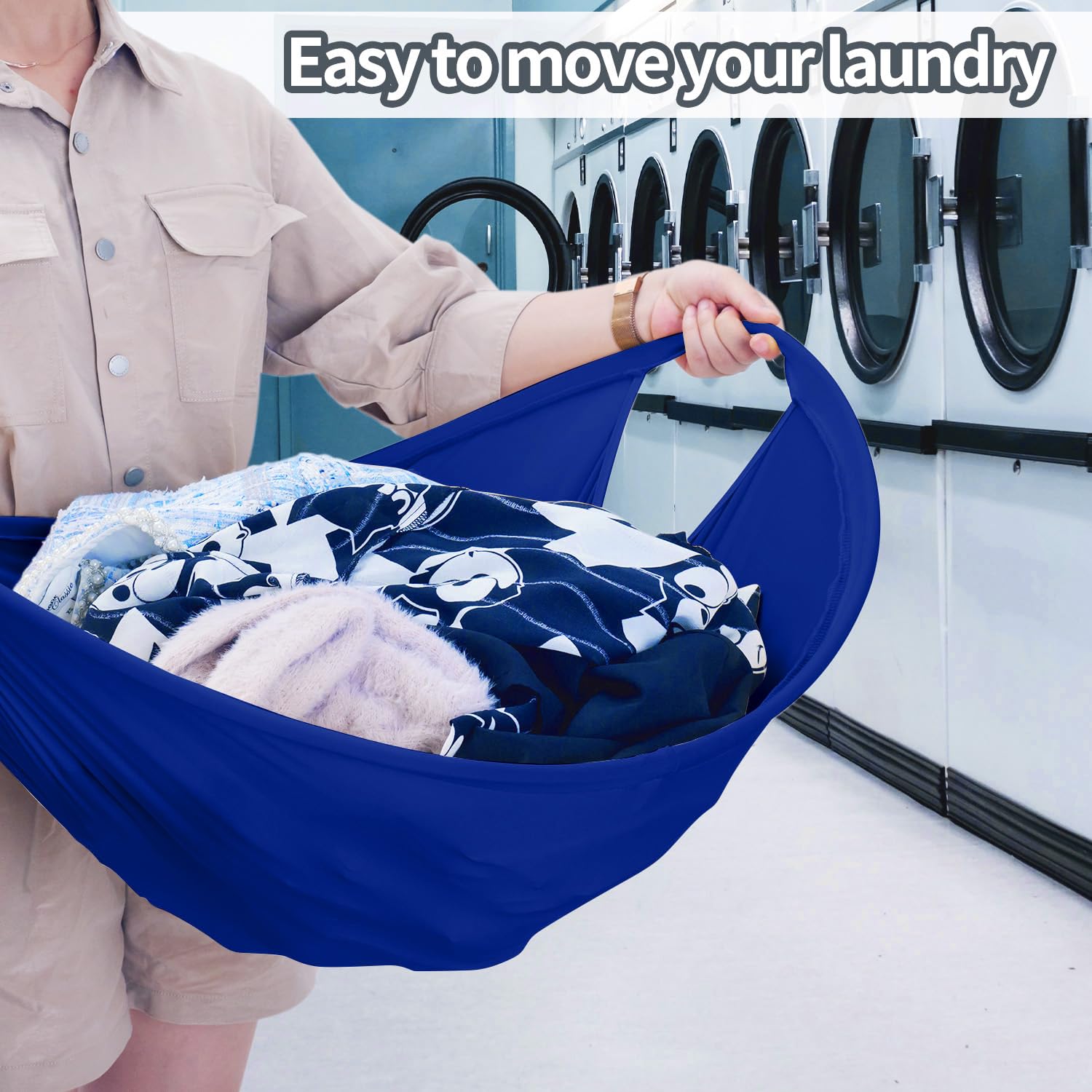 26" Collapsible Portable Laundry Basket Pop up Laundry Basket Convenient and Fast Access to Clothes from the Dryer Easy to Store Blue