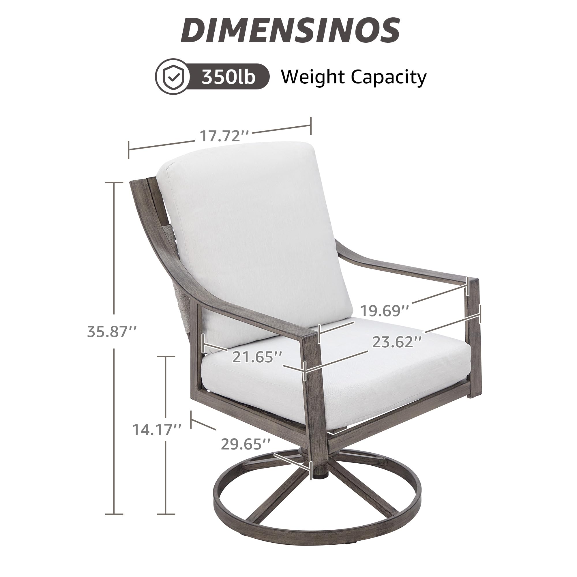 NATURAL EXPRESSIONS 5-Piece Outdoor Patio Dining Set, 4pcs Patio Swivel Rocking Chairs and 38’’ Round Dining Table with 1.65’’ Umbrella Hole