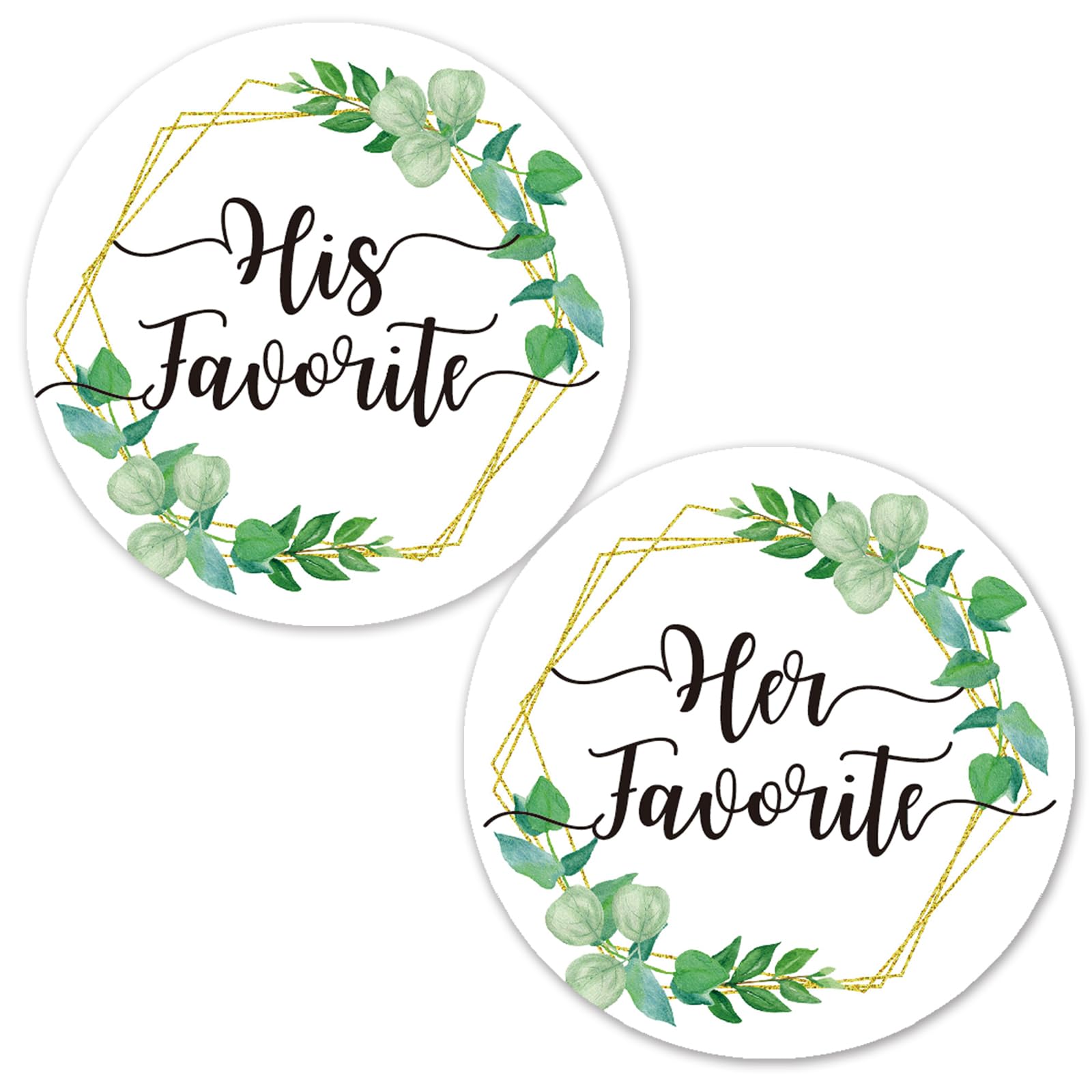 80 PCS His Favorite & Her Favorite Stickers Wedding Favor Stickers for Wedding Gift Box Candy Bag for Bridal Wedding Shower Round Circle Party Favor Stickers, 2 Inch Round Stickers.