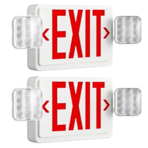 freelicht 2 pack led exit sign with emergency lights,adjustable led emergency exit lights with battery backup,exit sign for business,easy to install,ul certified，ac 120/277v