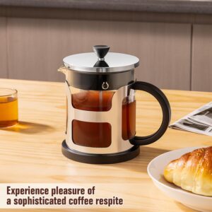 COPOTEA French Press Coffee Maker 34 Oz/1 Liter, Portable Glass Stainless Steel Coffee Press, Cold Brew Coffee Pot, Travel Coffee Presses Dishwasher Safe