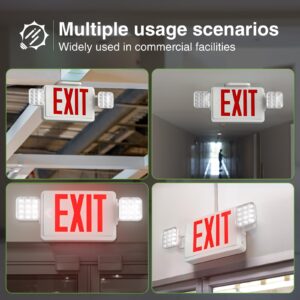 FREELICHT 2 Pack LED Exit Sign with Emergency Lights,Adjustable LED Emergency Exit Lights with Battery Backup,Exit Sign for Business,Easy To Install,UL Certified，AC 120/277V