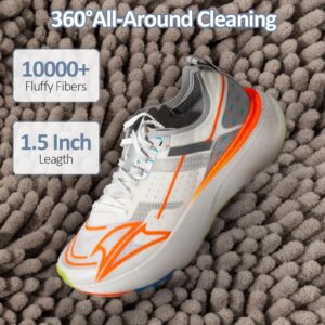 Shoe Washing Machine Bag, 360 Wrap-around Cleaning Shoe Laundry Bags with 2 Adjustable Shoe Trees, Upgrade Shoe Bag with 10000+ Fluffy Fibers for Machine Washable Sneaker Gym Shoes