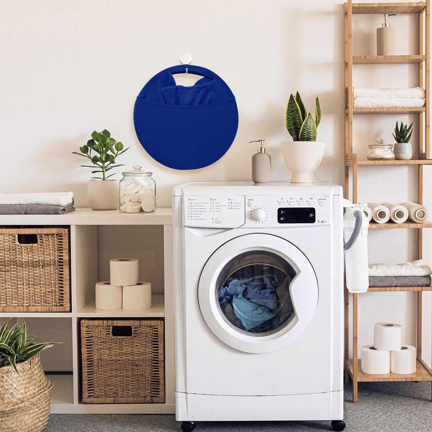 26" Collapsible Portable Laundry Basket Pop up Laundry Basket Convenient and Fast Access to Clothes from the Dryer Easy to Store Blue