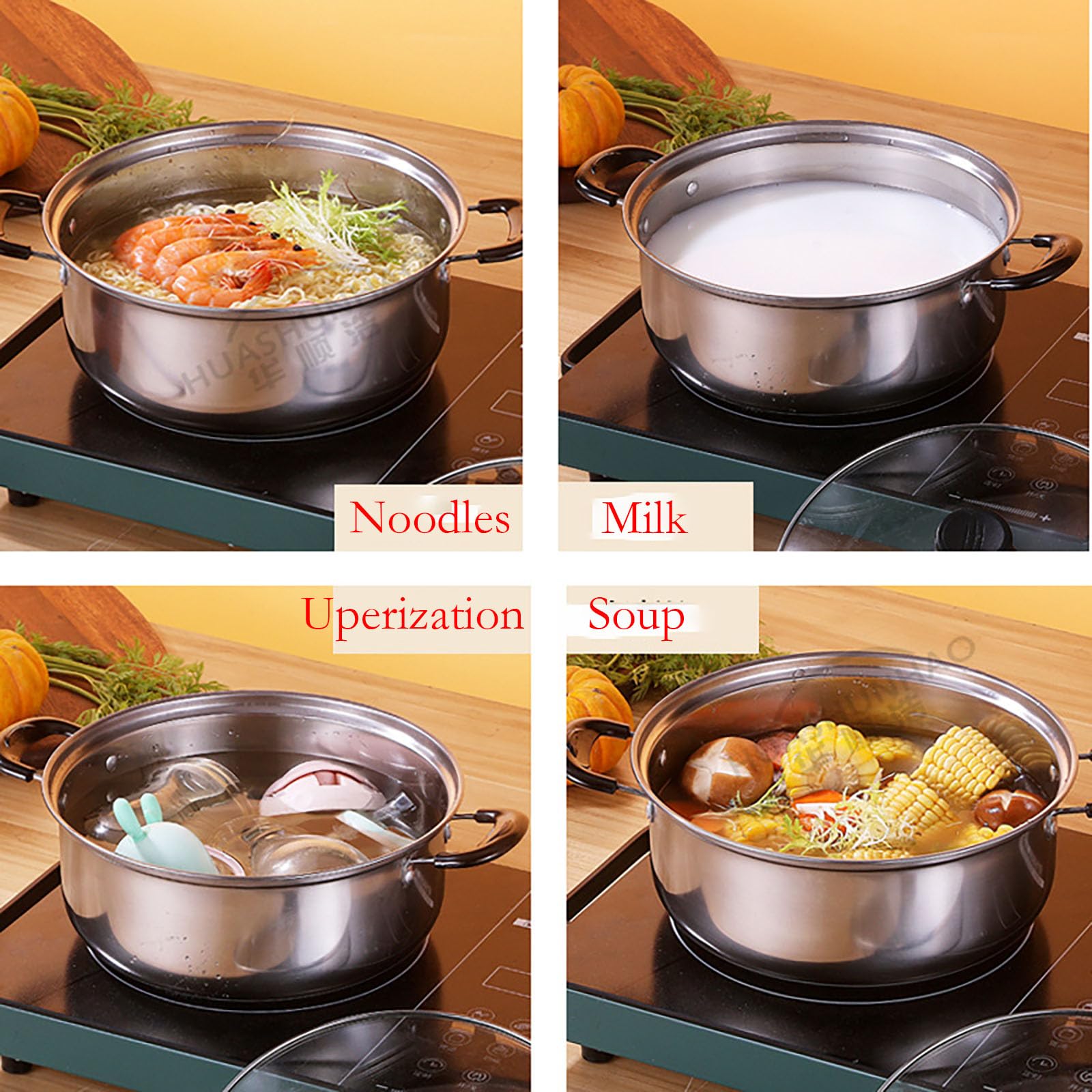 Stainless Steel Saucepan, 0.9 Quart Double Handle Milk and Soup Pot with Lid for Warming, Cooking and Boiling Milk, Spaghetti, Soup in Kitchen and Outdoor (16cm)