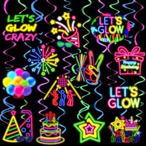 neon party hanging swirls glow birthday decoration neon birthday party supplies glow neon ceiling streamers glow in the dark decoration for let's glow baby shower supplies