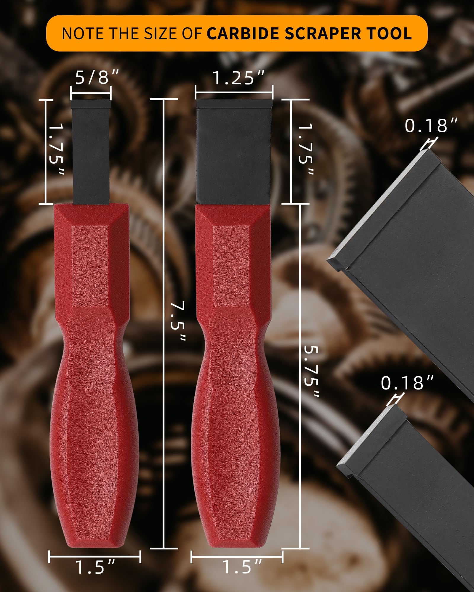 Gighipop Super Carbide Gasket Scrapper Tool, 1-1/4 Inch and 5/8 Inch-Carbide Scraper for Metal, Carbide Scraper Set(2 Pack)