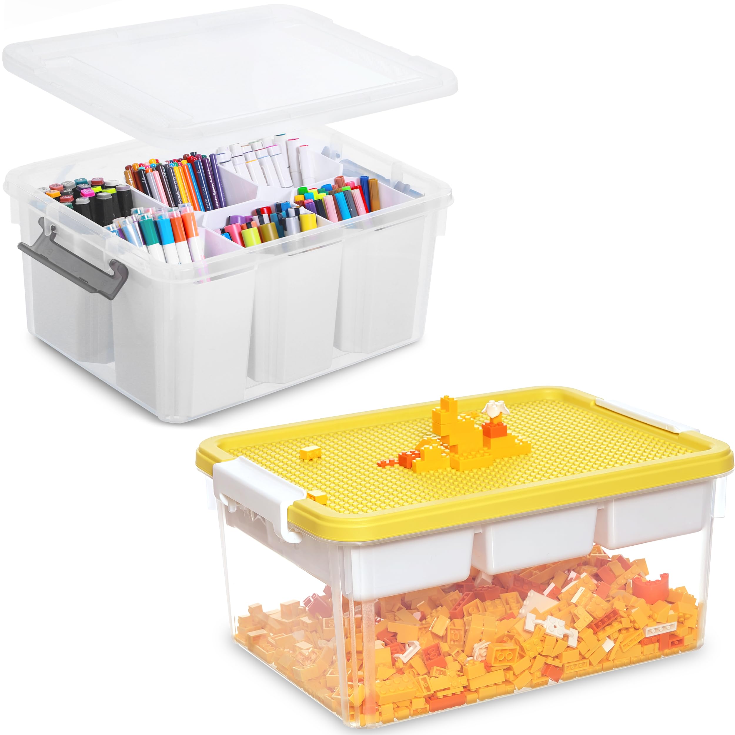 Citylife 17 QT Plastic Storage Bins Clear Storage Box with Lids Multipurpose Stackable Storage Containers for Organizing Tool, Craft, Lego, Crayon