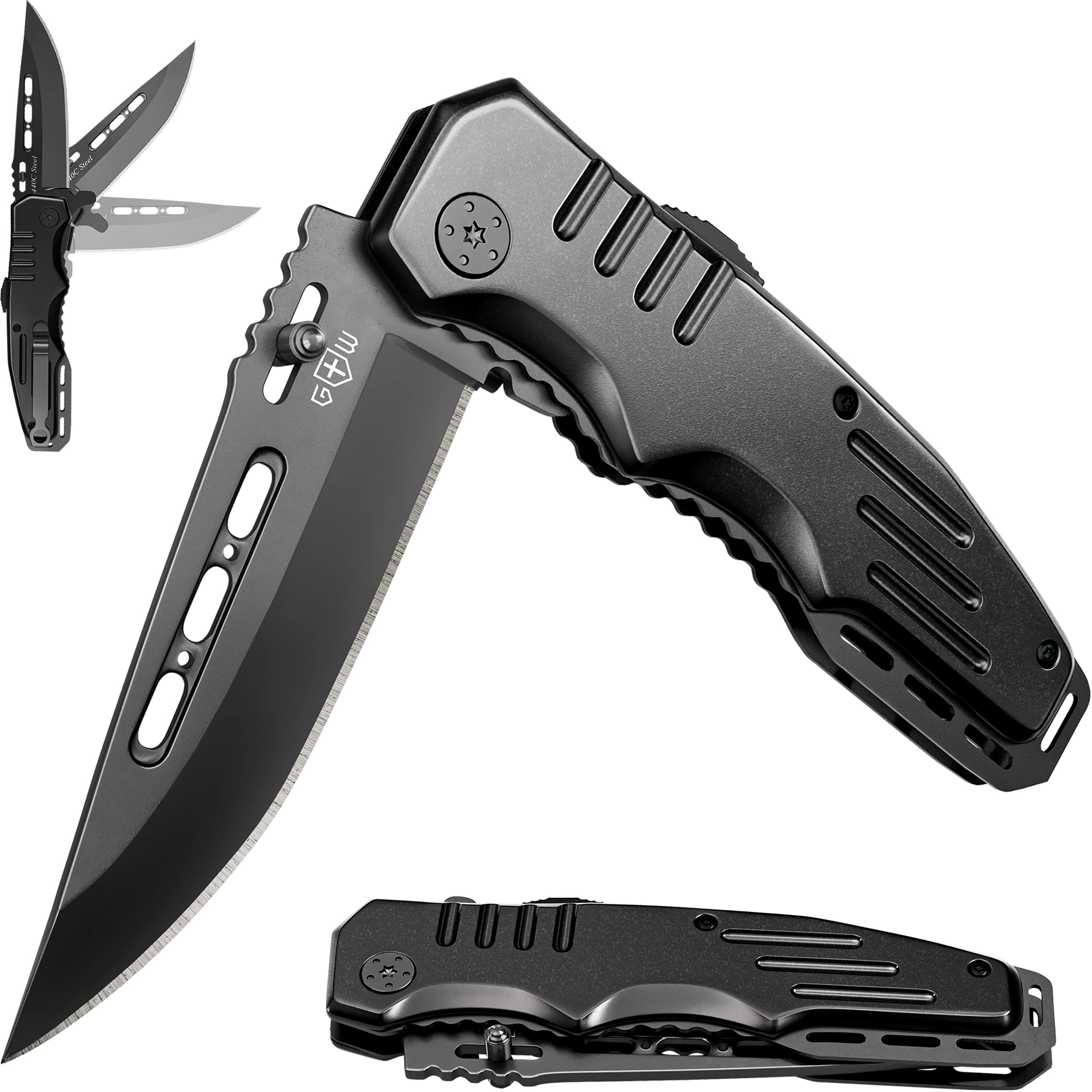 Spring Assisted Knife - Pocket Knives for Men - Folding Knife - Military Style - Tactical Knife - Good for Camping Hunting Survival Indoor and Outdoor Activities Mens Gift 6681 NE