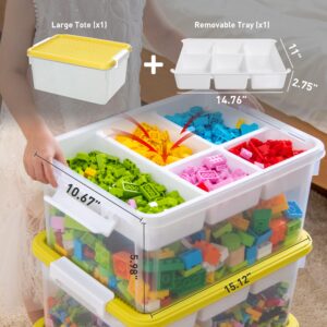 Citylife 17 QT Plastic Storage Bins Clear Storage Box with Lids Multipurpose Stackable Storage Containers for Organizing Tool, Craft, Lego, Crayon