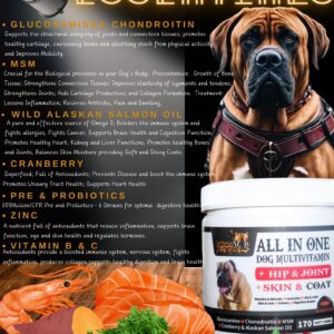 Barbarian Boerboels All in One Dog Multivitamin for Hip and Joint, Skin and Coat, 170 Count.