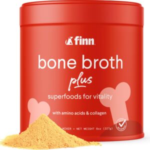 finn bone broth plus for dogs | joint & mobility topper packed with collagen & amino acids | only 6 ingredients | powdered meal topper for dogs