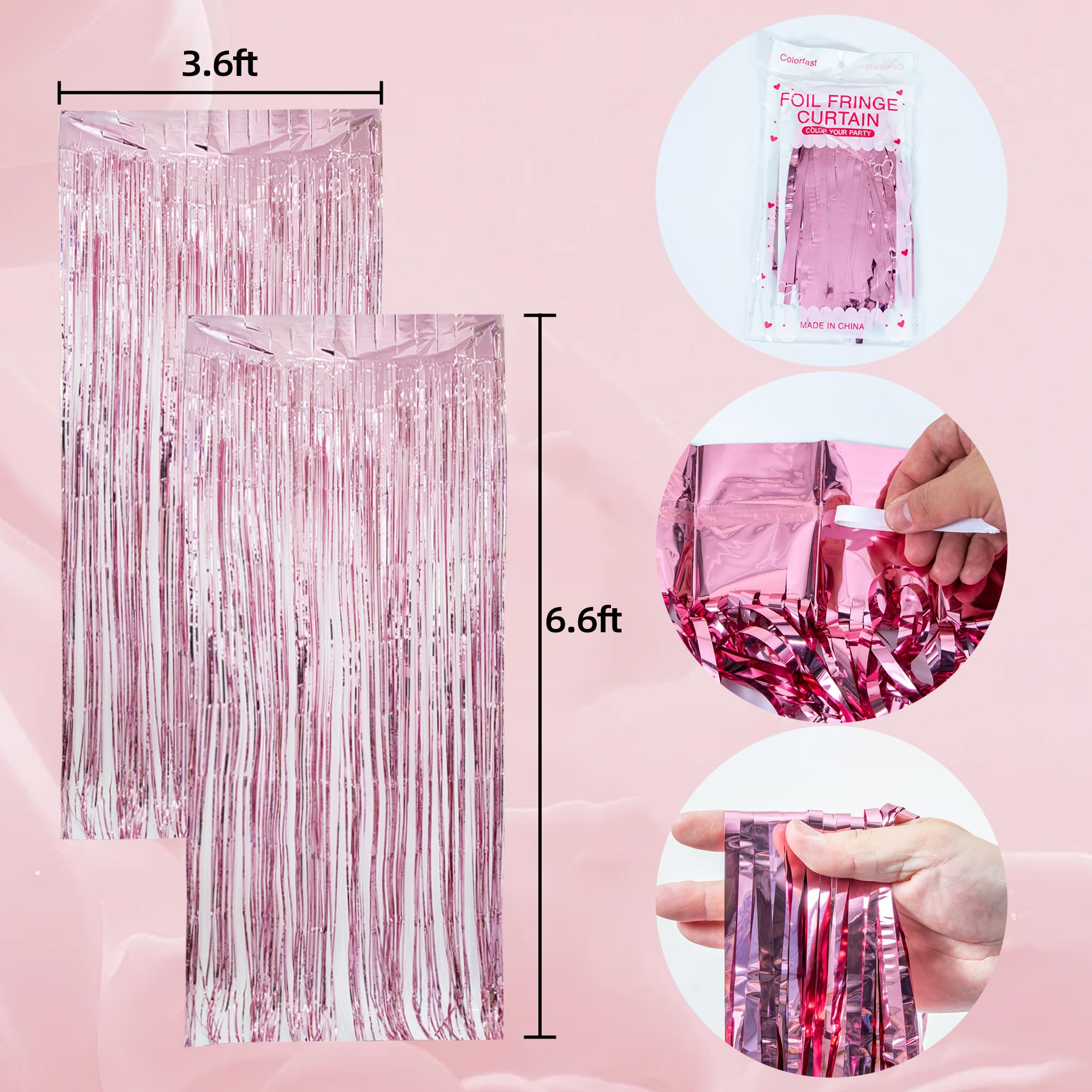 Party Spot! 103 pcs Pink Birthday Decorations, Pink Decorations for Party, Balloon Arch, Tablecloth, Banner, Fringe Curtain, Birthday Decoration for Women, Pink Party Decorations