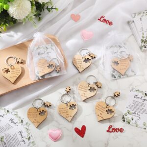 Ecation Wedding Favors for Guests Wood Heart Puzzle Keychains Thank You Cards Gift Bag Bridal Shower Souvenir Gifts(100 Sets)