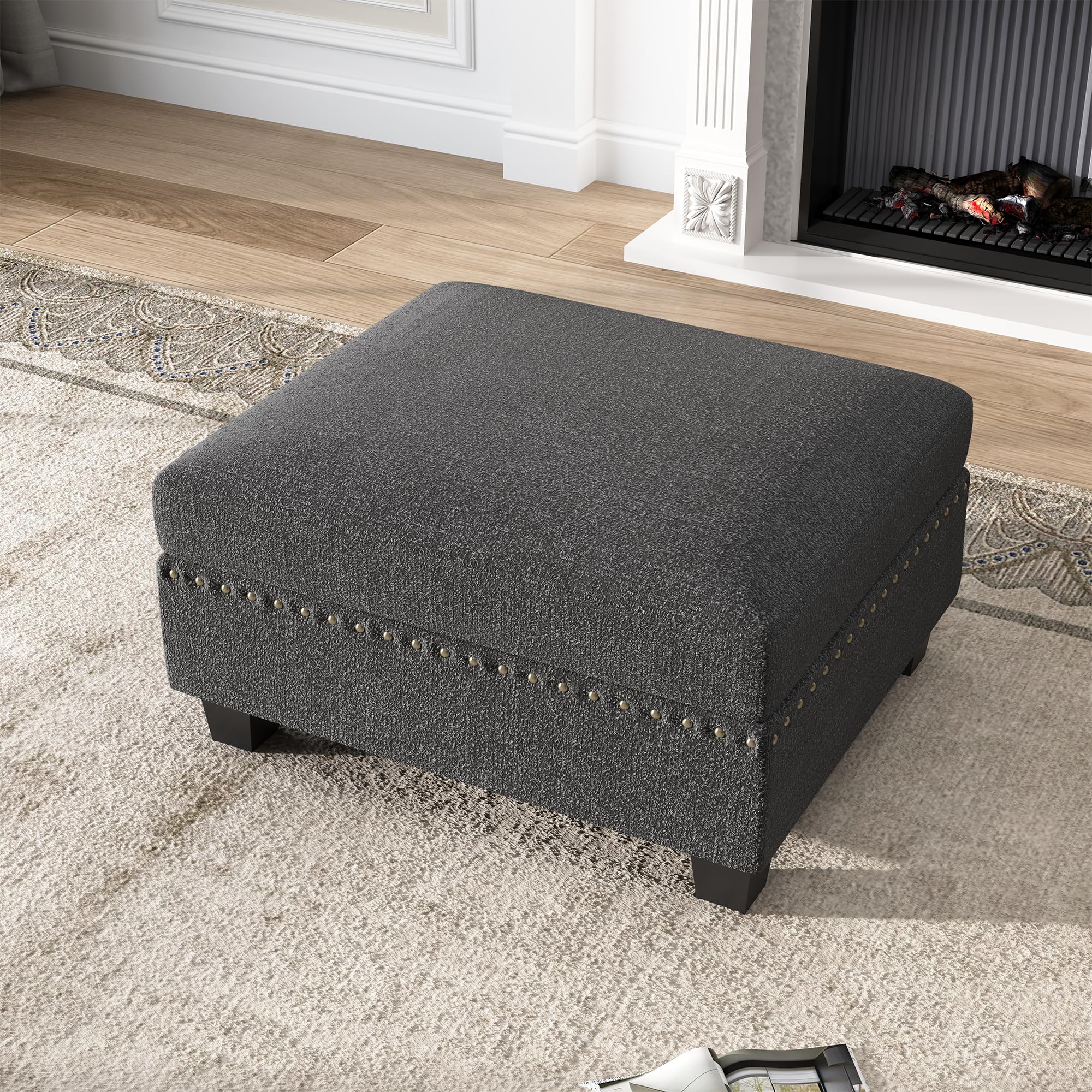 Nolany Ottoman Module for Modular Sectional Sofa, Storage Ottoman Bench for Living Room,Darrk Grey