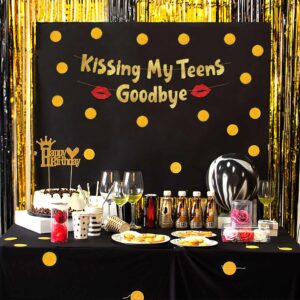 Kissing My Teens Goodbye Gold Glitter Banner- Happy 20th Birthday Party Decorations and Supplies