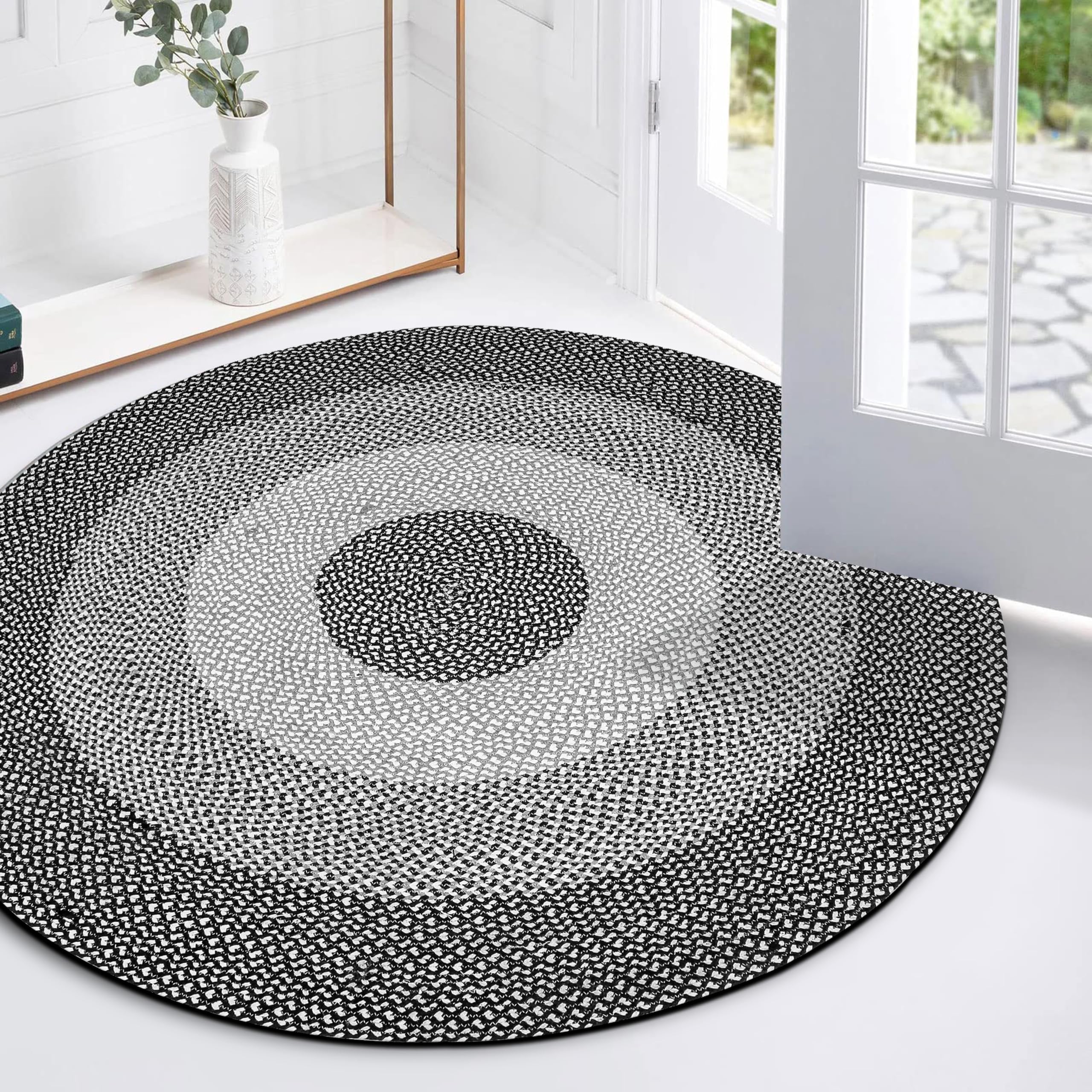 RIANGI Living Room Rug, Boho Area Rugs Braided Rugs, Round Rugs 4ft, Colorful Rugs - Versatile Cotton Round Area Rugs 4ft for Any Space