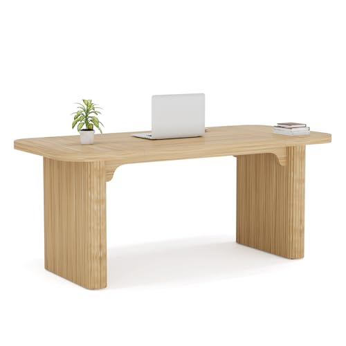 LITTLE TREE 62-Inch Home Office Computer Desk, Large Writing Desk with Textured Double Base, 5 ft Conference Meeting Seminar Table for Office