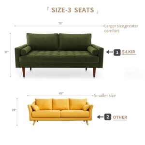 SILKIR Velvet Furniture for Small Spaces, Mid-Century Modern Loveseats for Living Room, Love Seat Couch Sofas, 58 & 70 Inches, Olive Green