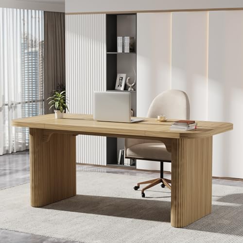 LITTLE TREE 62-Inch Home Office Computer Desk, Large Writing Desk with Textured Double Base, 5 ft Conference Meeting Seminar Table for Office