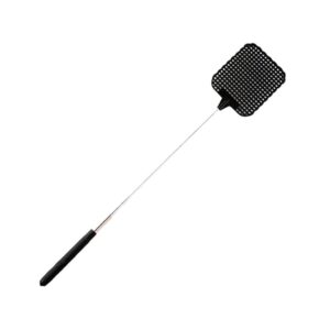 Fly Swatter 27 * 15 * 2 4 Pcs Plastic Telescopic Extendable Fly Swatter Stainless Steel Telescopic Rod Flapper Bug Swatter (Black)